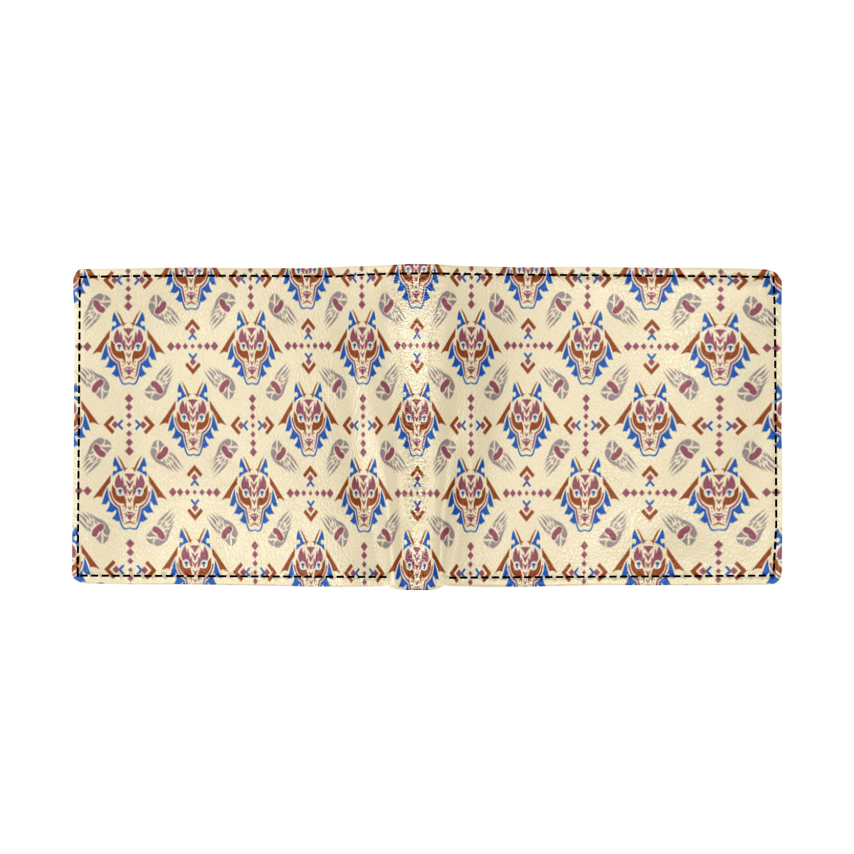 Aztec Wolf Pattern Print Design 03 Men's ID Card Wallet