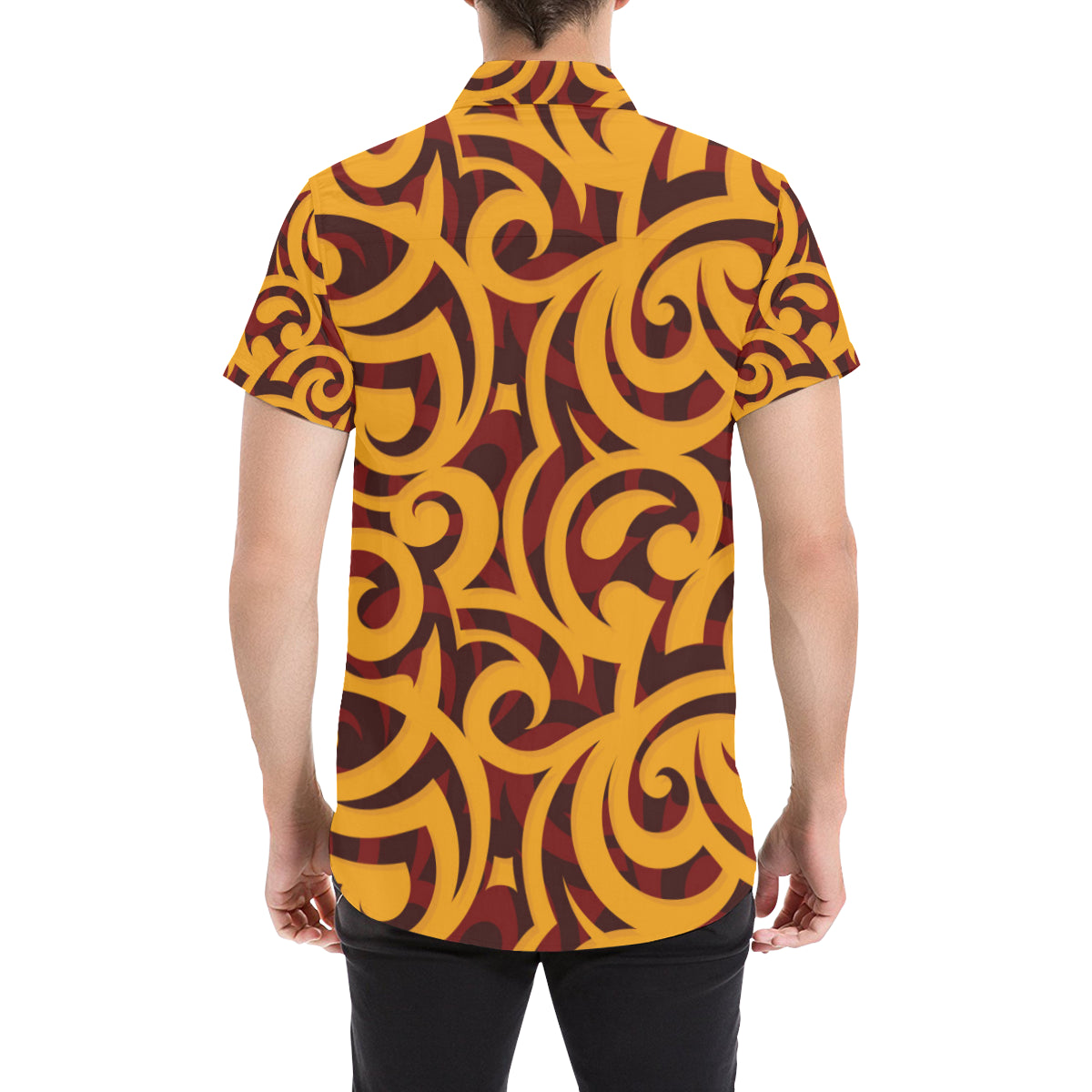 Maori Pattern Print Design 02 Men's Short Sleeve Button Up Shirt