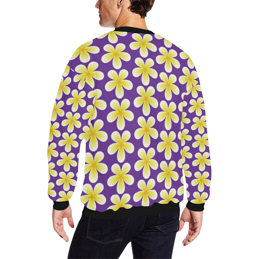 Yellow Plumeria Pattern Print Design PM05 Men Long Sleeve Sweatshirt
