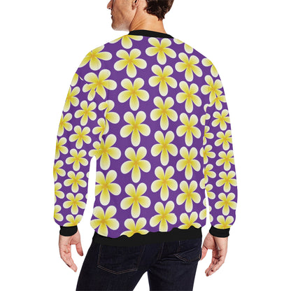 Yellow Plumeria Pattern Print Design PM05 Men Long Sleeve Sweatshirt