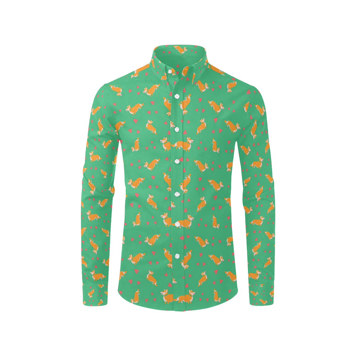 Cardigan Welsh Corgis Pattern Print Design 03 Men's Long Sleeve Shirt