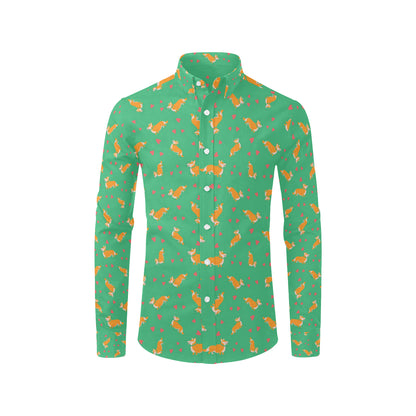 Cardigan Welsh Corgis Pattern Print Design 03 Men's Long Sleeve Shirt