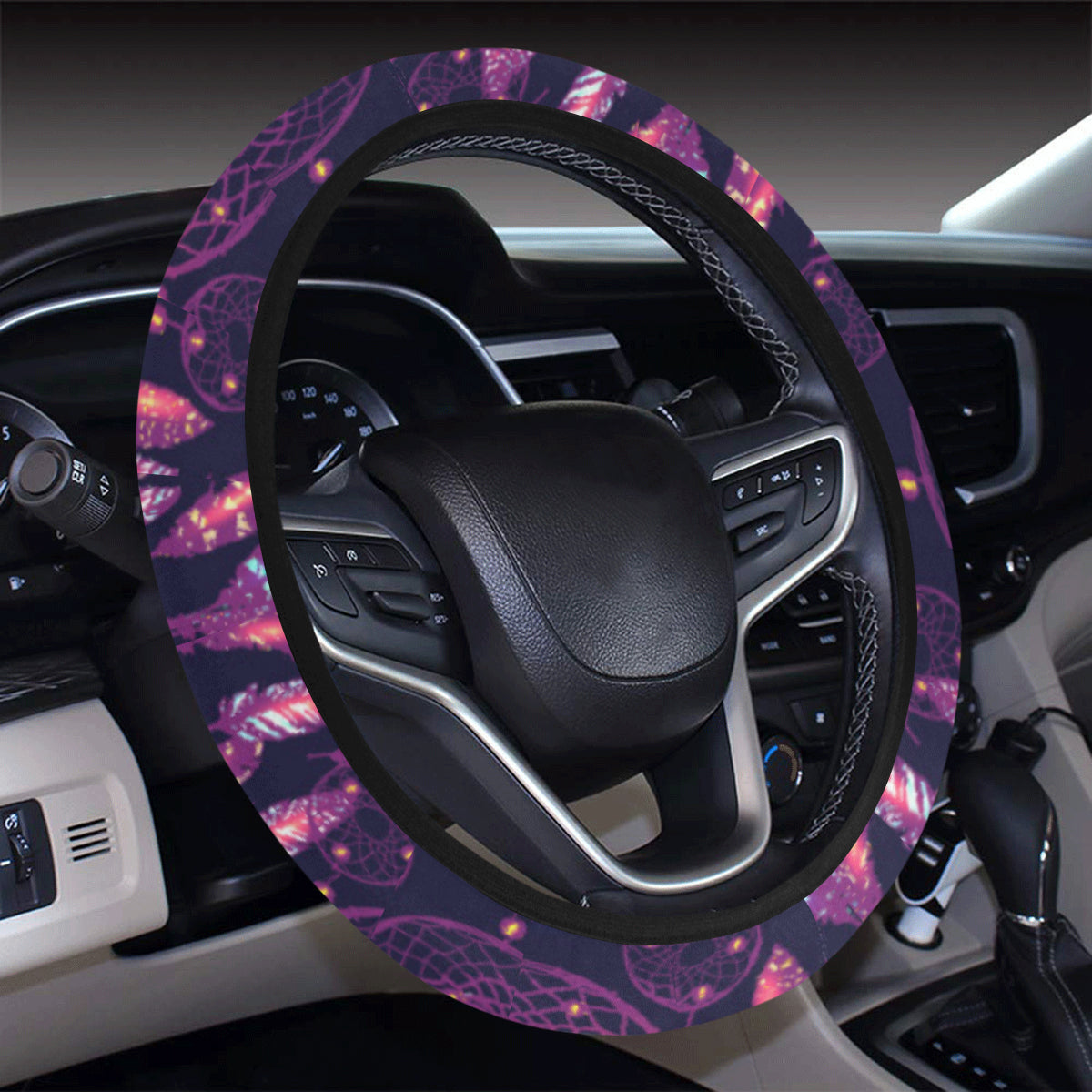 Dream catcher neon Steering Wheel Cover with Elastic Edge