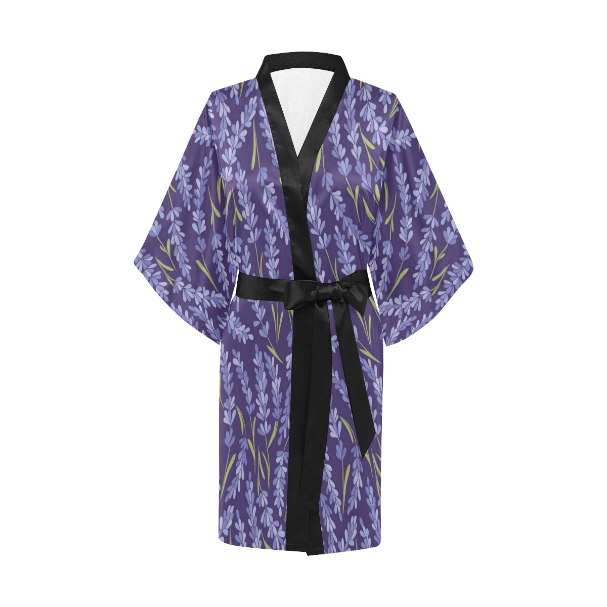 Lavender Pattern Print Design 03 Women's Short Kimono