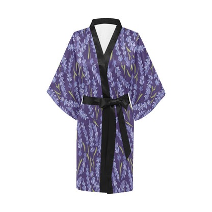 Lavender Pattern Print Design 03 Women's Short Kimono