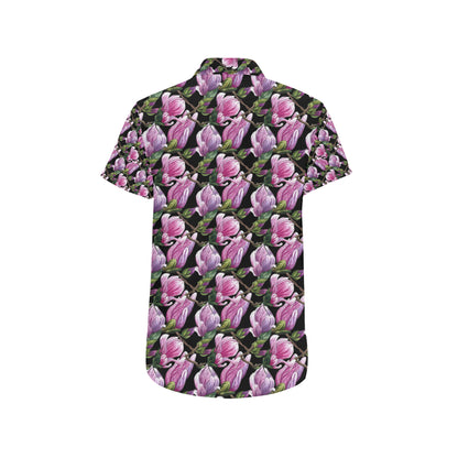 Magnolia Pattern Print Design MAG011 Men's Short Sleeve Button Up Shirt