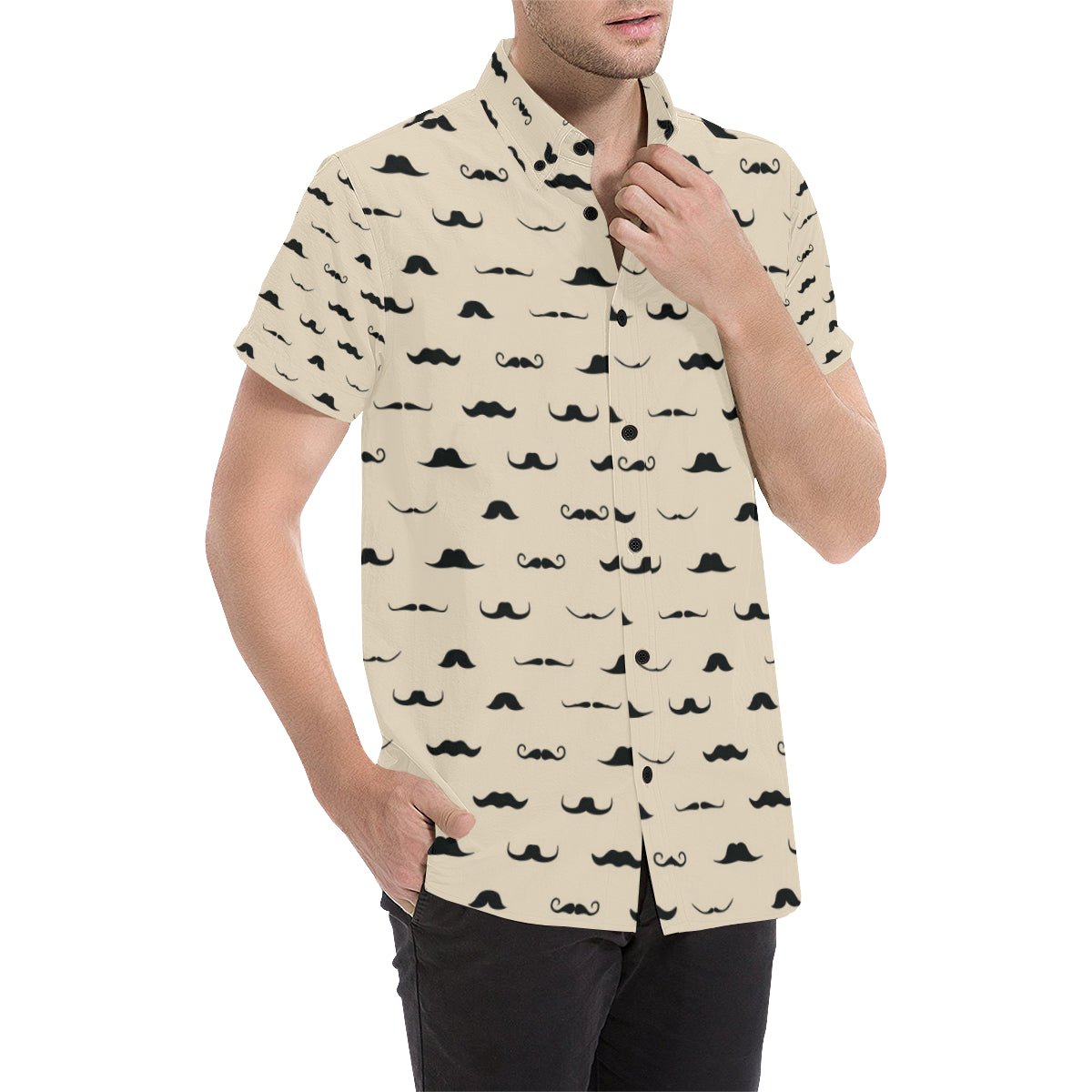 Mustache Pattern Print Design A03 Men's Short Sleeve Button Up Shirt