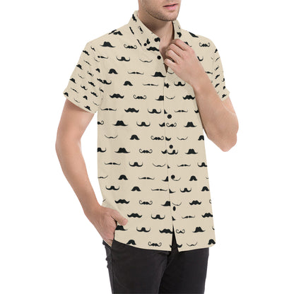 Mustache Pattern Print Design A03 Men's Short Sleeve Button Up Shirt