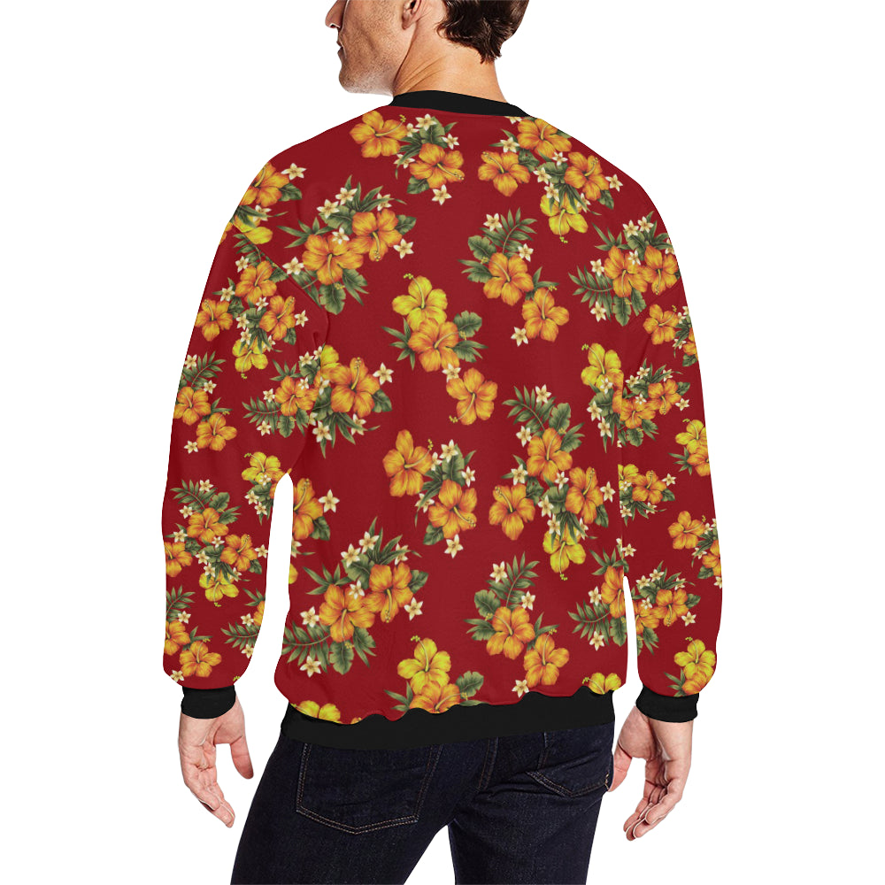 Orange Hibiscus Pattern Print Design HB026 Men Long Sleeve Sweatshirt