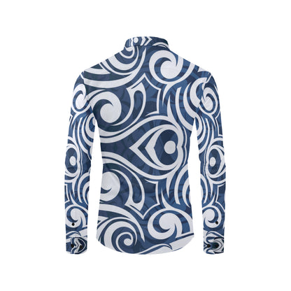 Maori Pattern Print Design 01 Men's Long Sleeve Shirt