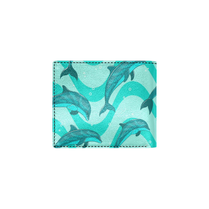 Dolphin Wave Print Men's ID Card Wallet