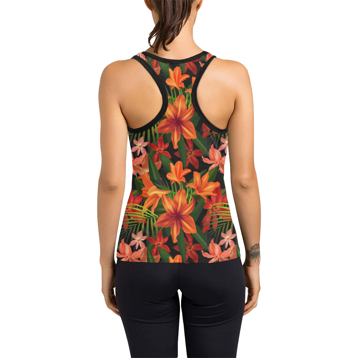 Amaryllis Pattern Print Design AL05 Women's Racerback Tank Top