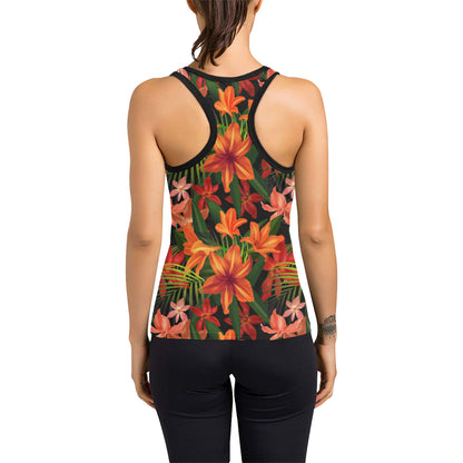 Amaryllis Pattern Print Design AL05 Women's Racerback Tank Top