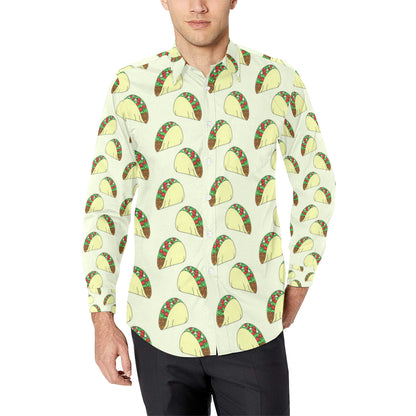 Taco Pattern Print Design TC05 Men's Long Sleeve Shirt