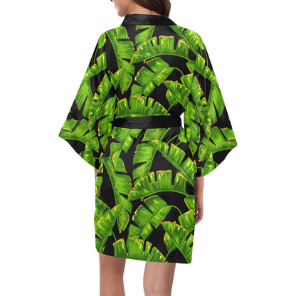 Banana Leaf Pattern Print Design BL06 Women's Short Kimono