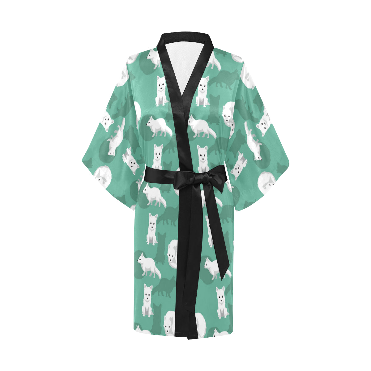 Arctic Fox Pattern Print Design Women's Short Kimono