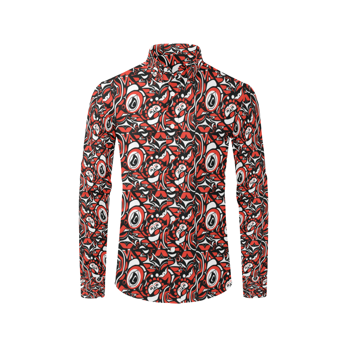 Native North American Themed Print Men's Long Sleeve Shirt