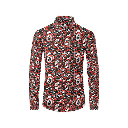 Native North American Themed Print Men's Long Sleeve Shirt
