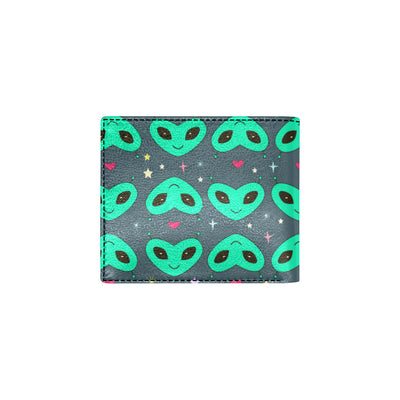 Alien Head Heart Pattern Print Design 03 Men's ID Card Wallet