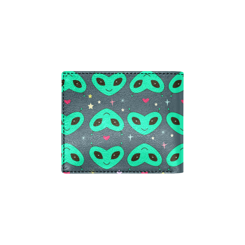 Alien Head Heart Pattern Print Design 03 Men's ID Card Wallet