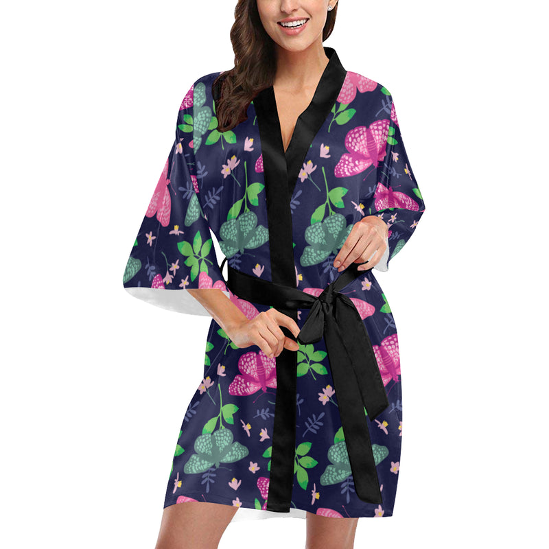 Monarch Butterfly Pattern Print Design 03 Women's Short Kimono