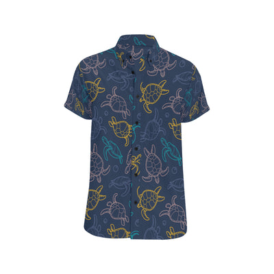 Sea Turtle Baby Print Men's Short Sleeve Button Up Shirt