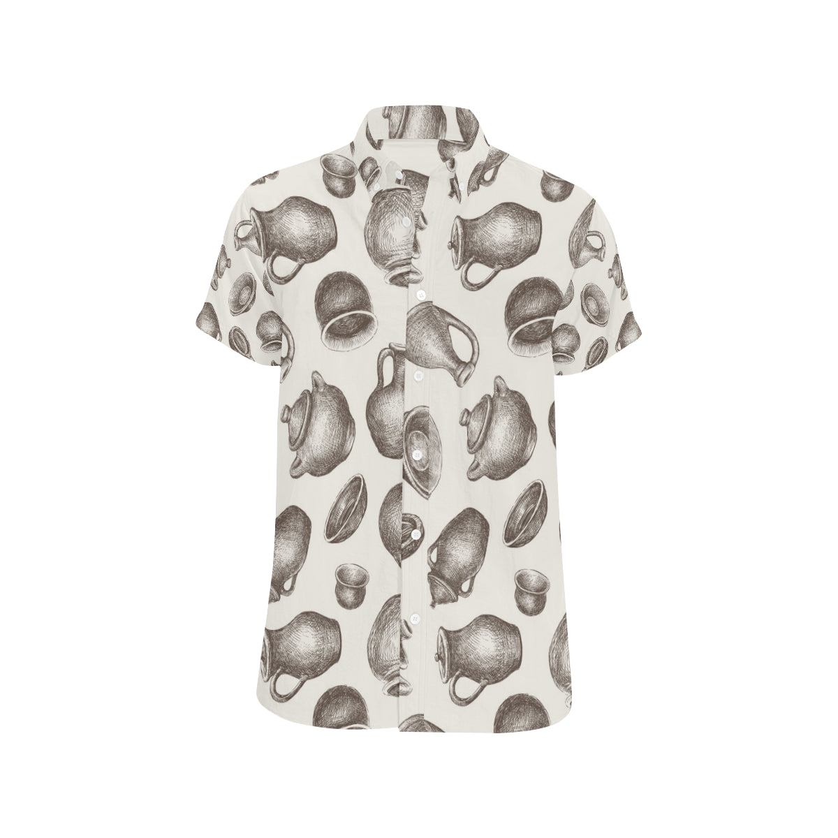 Pottery Pattern Print Design A01 Men's Short Sleeve Button Up Shirt