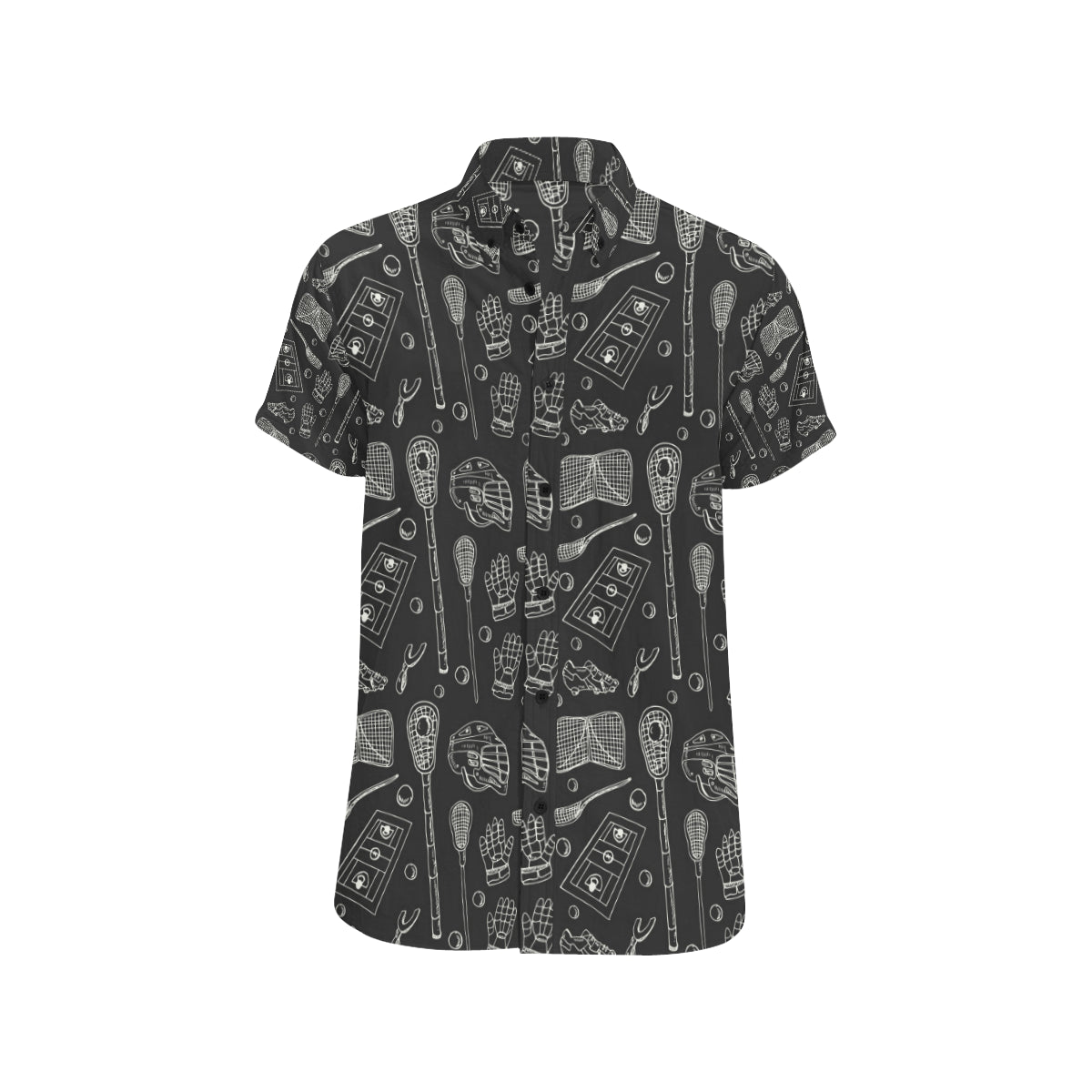 Lacrosse Pattern Print Design 01 Men's Short Sleeve Button Up Shirt