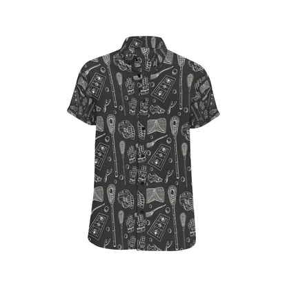 Lacrosse Pattern Print Design 01 Men's Short Sleeve Button Up Shirt
