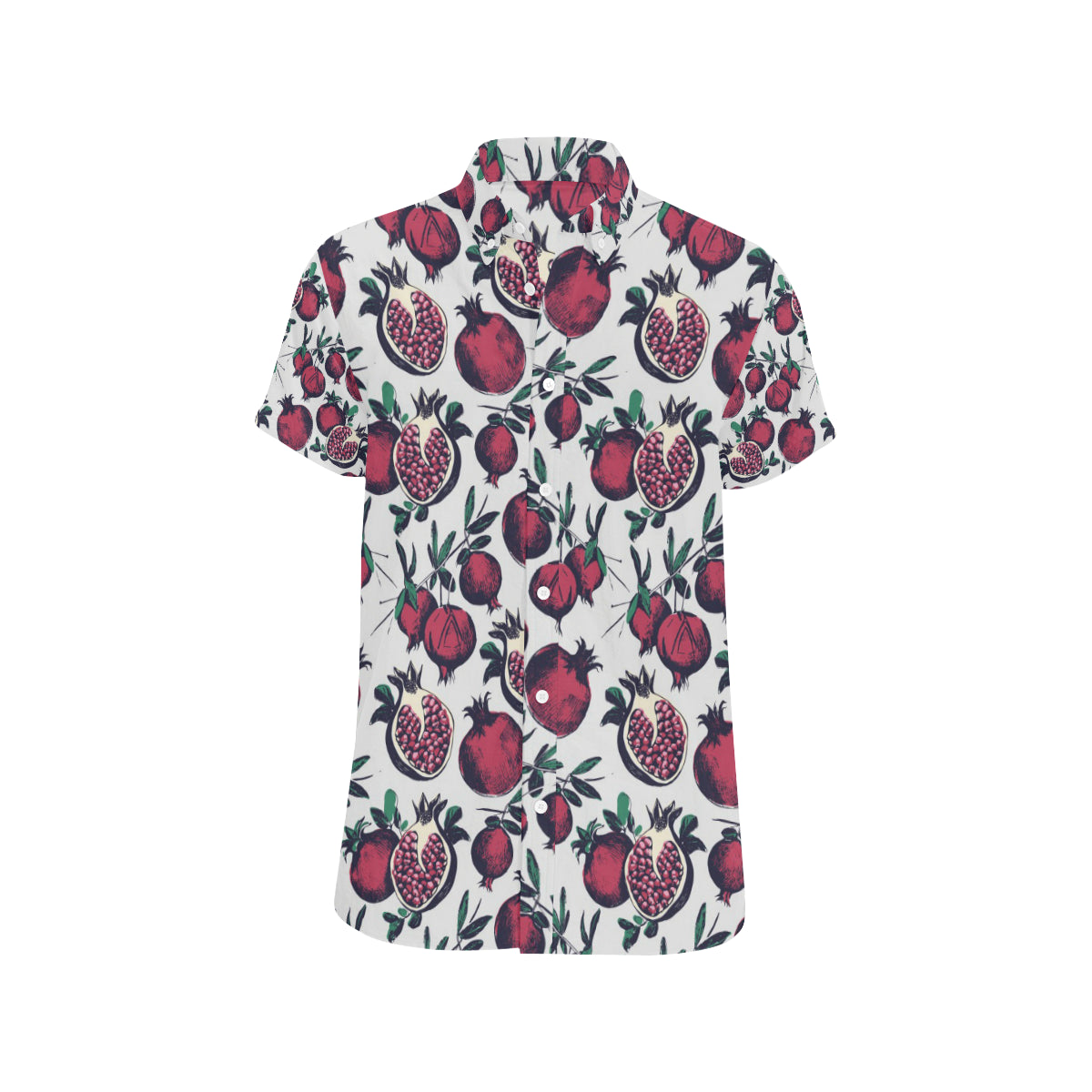 Pomegranate Pattern Print Design PG01 Men's Short Sleeve Button Up Shirt
