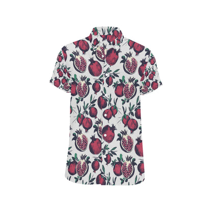 Pomegranate Pattern Print Design PG01 Men's Short Sleeve Button Up Shirt