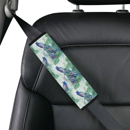 Peacock Pattern Print Design A02 Car Seat Belt Cover