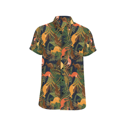 Kangaroos Pattern Print Design 07 Men's Short Sleeve Button Up Shirt
