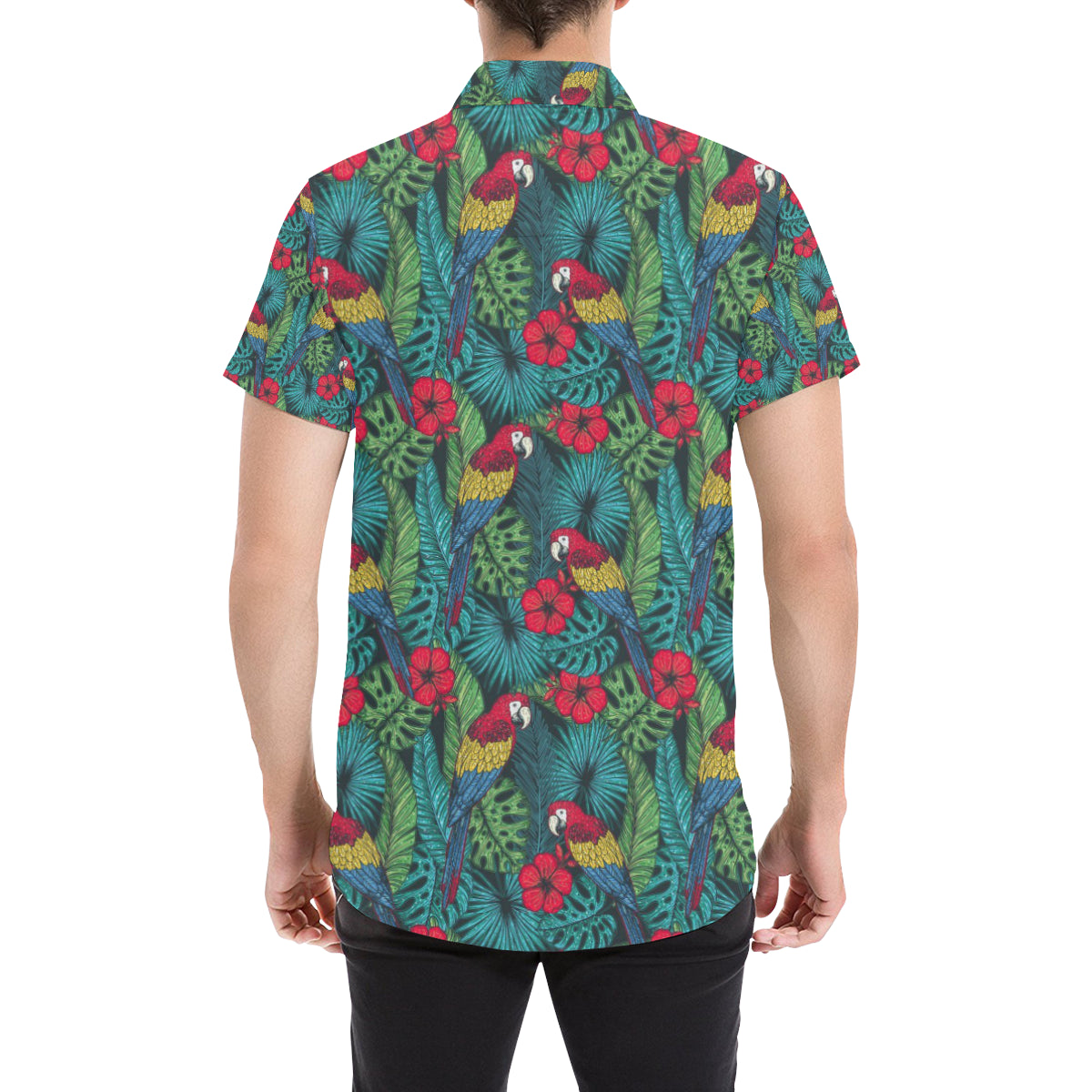 Parrot Pattern Print Design A05 Men's Short Sleeve Button Up Shirt