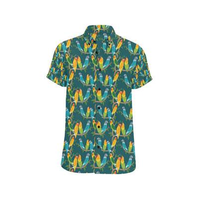 Lovebird Pattern Print Design 02 Men's Short Sleeve Button Up Shirt