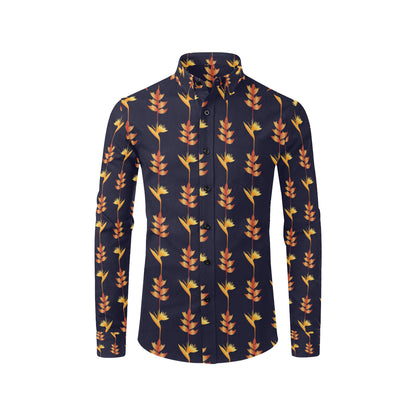 Heliconia Pattern Print Design HL06 Men's Long Sleeve Shirt