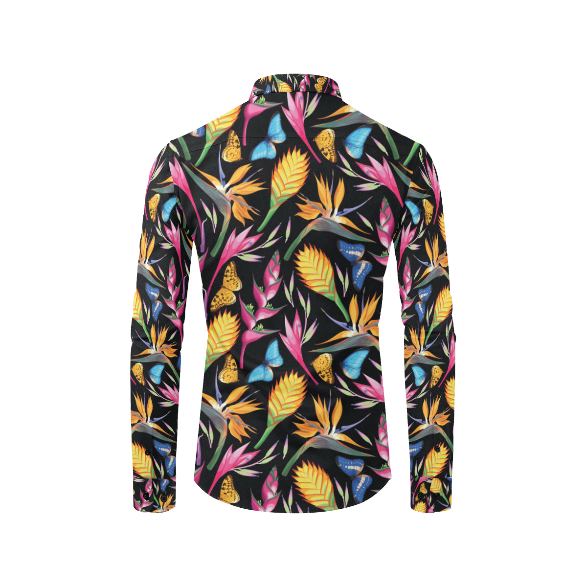 Tropical Flower Pattern Print Design TF016 Men's Long Sleeve Shirt