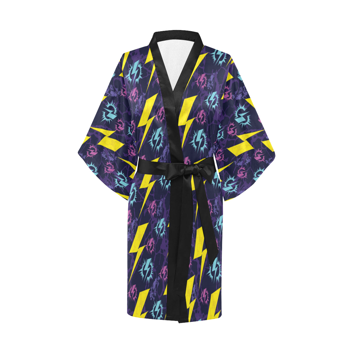 Lightning Thunder Pattern Print Design 01 Women's Short Kimono