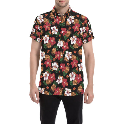 Hawaiian Themed Pattern Print Design H013 Men's Short Sleeve Button Up Shirt
