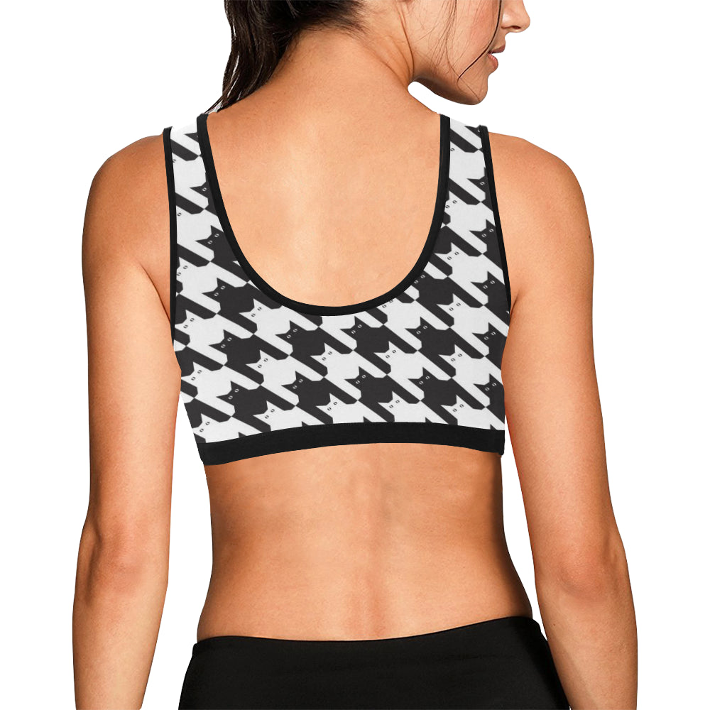 Cat HoundstoothPattern Print Design 01 Sports Bra