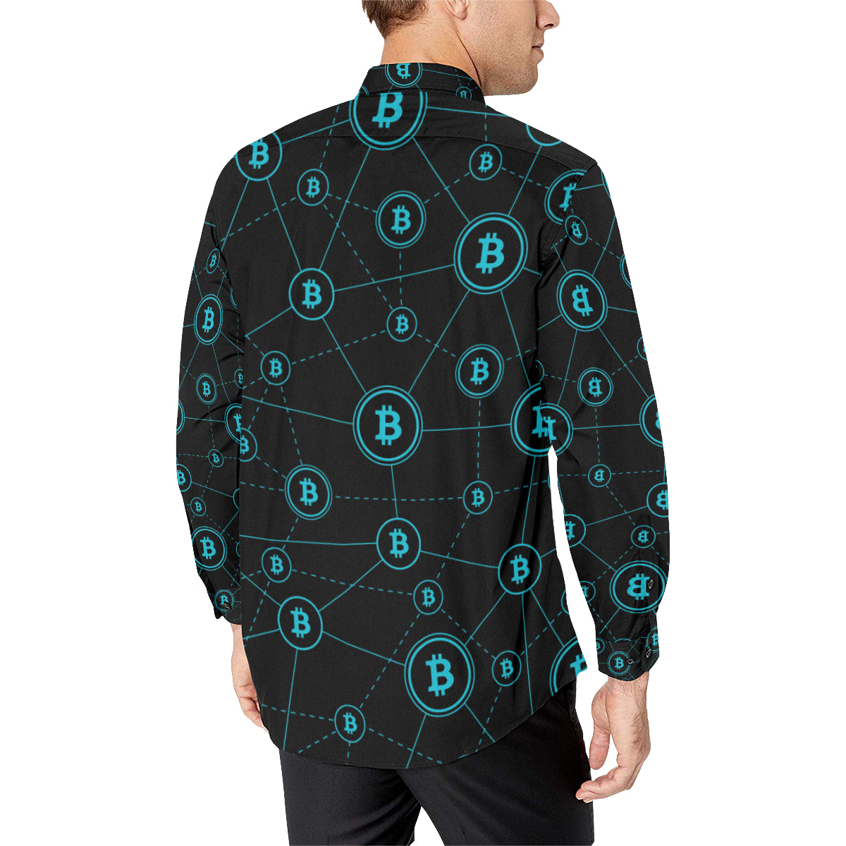 Cryptocurrency Pattern Print Design 01 Men's Long Sleeve Shirt