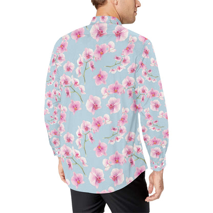 Orchid Pattern Print Design A01 Men's Long Sleeve Shirt