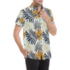 Colorful Tropical Palm Leaves Men's Short Sleeve Button Up Shirt