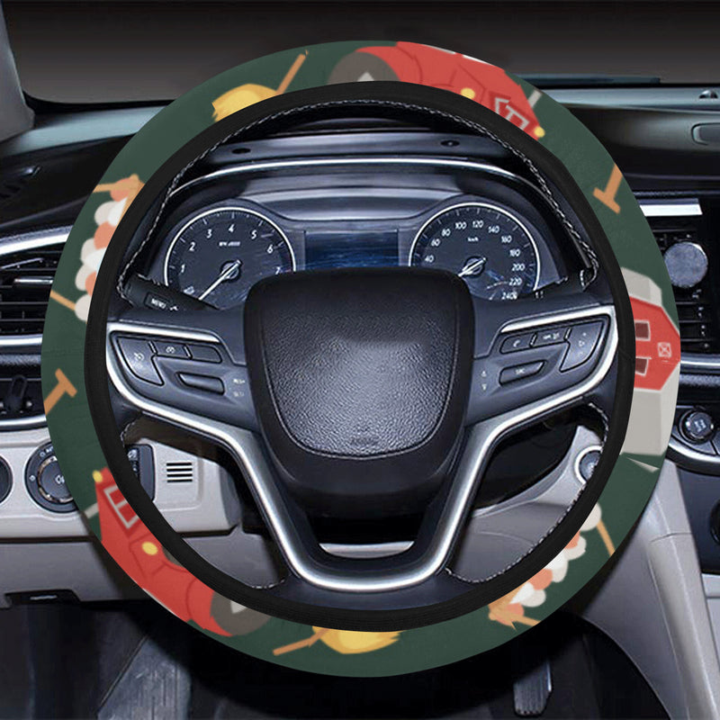 Agricultural Farm Print Design 02 Steering Wheel Cover with Elastic Edge