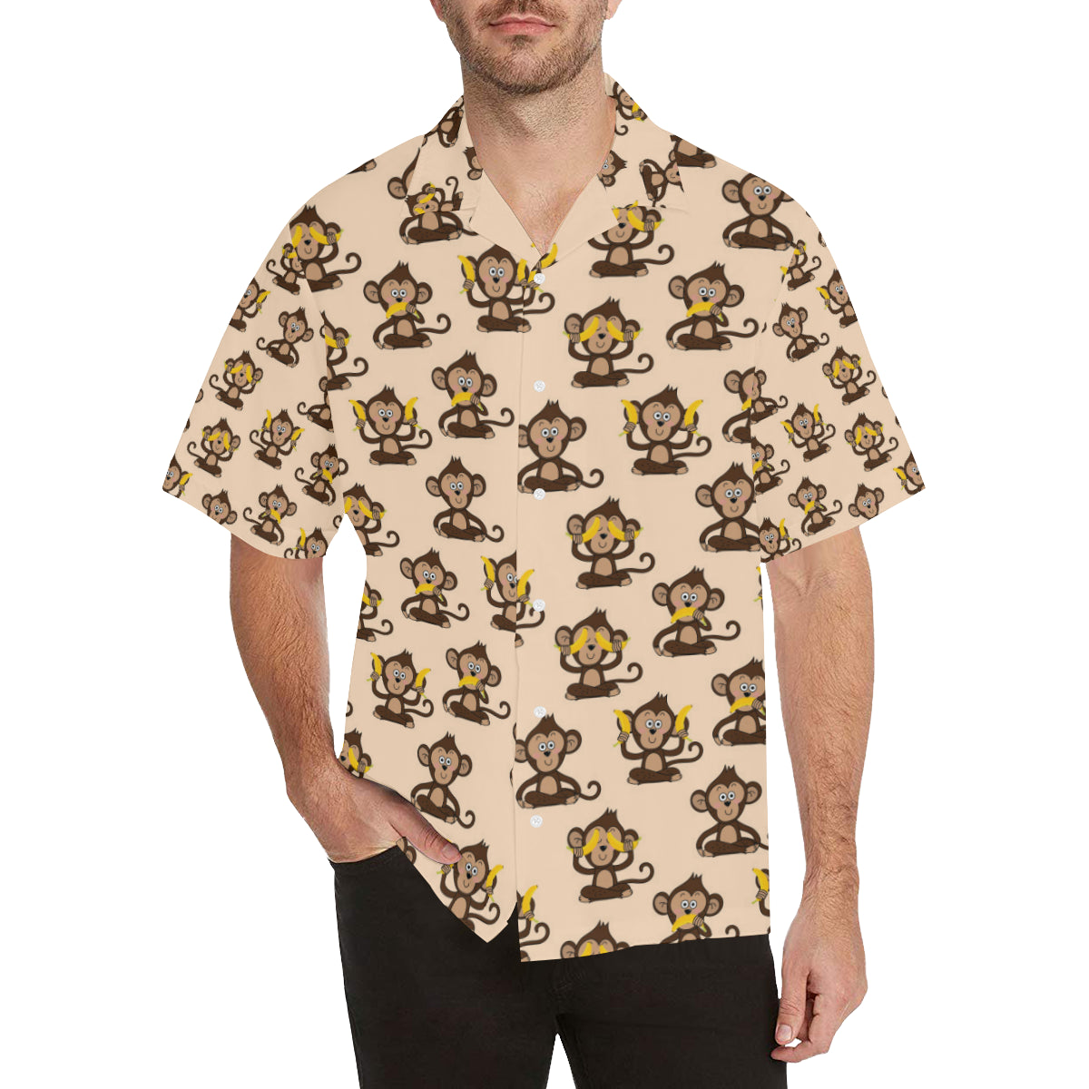 Monkey Pattern Print Design 03 Men's Hawaiian Shirt