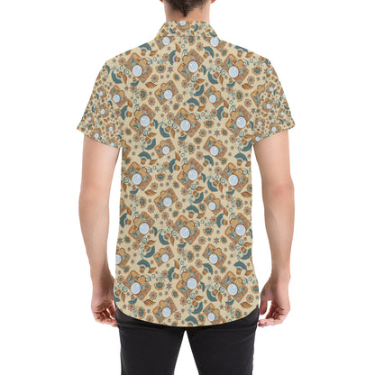 Camera Pattern Print Design 05 Men's Short Sleeve Button Up Shirt