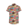 Cupcake Pattern Print Design CP01 Men's Short Sleeve Button Up Shirt