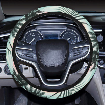 Palm Tree Pattern Print Design A03 Steering Wheel Cover with Elastic Edge