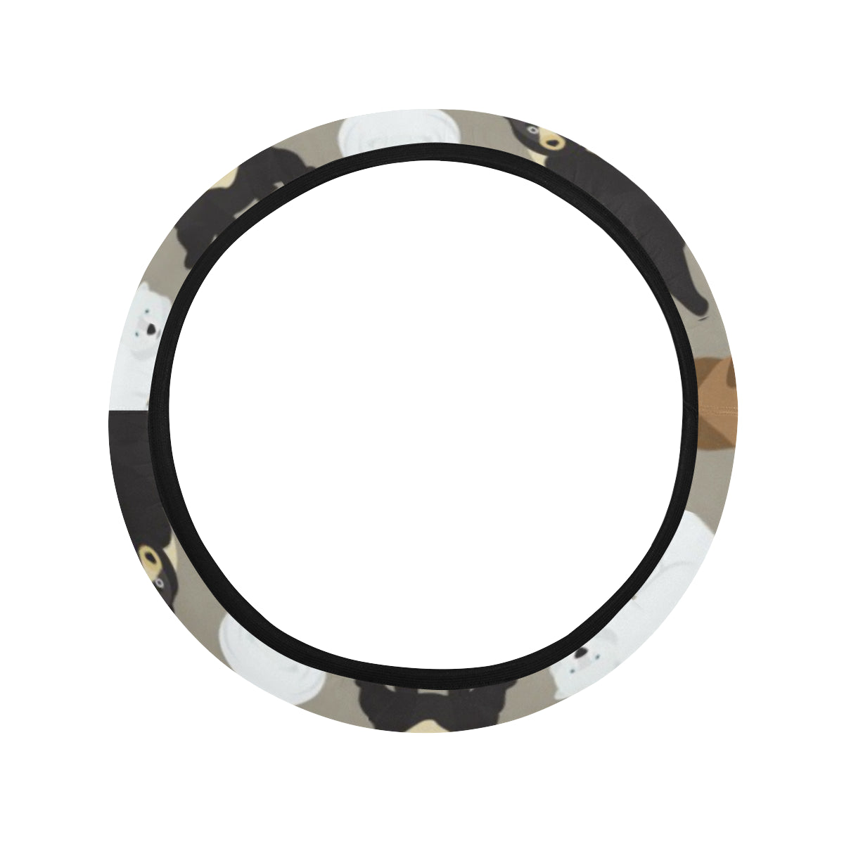 Bear Pattern Print Design BE03 Steering Wheel Cover with Elastic Edge