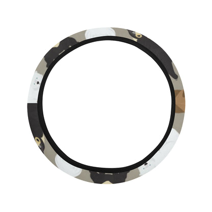 Bear Pattern Print Design BE03 Steering Wheel Cover with Elastic Edge